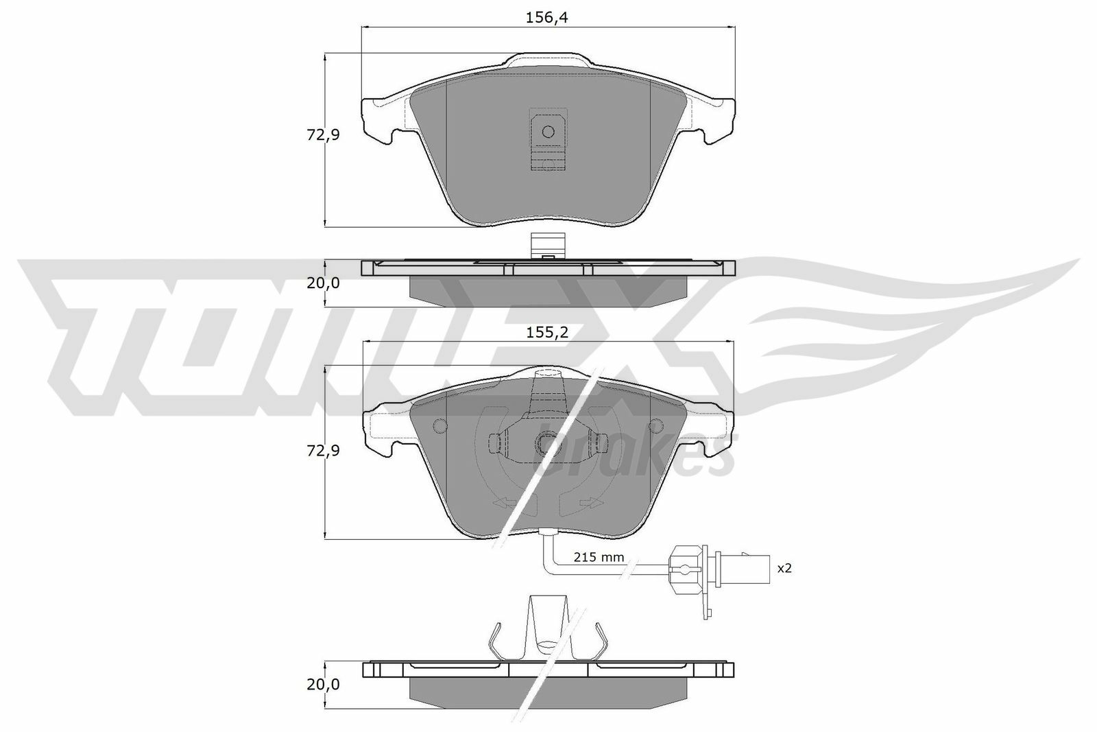 Sada brzdových destiček, kotoučová brzda TOMEX Brakes